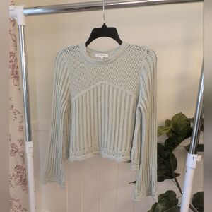 Hooked Up by IOT Light Green Knit Blouse
